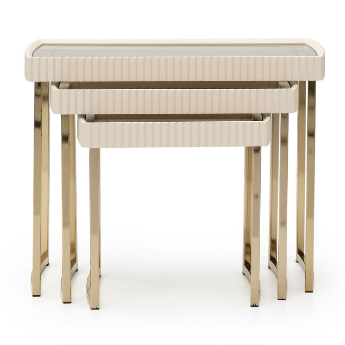 AICO Lisbon Nesting Tables in Silken Matte Cream - Visions in Furniture (La Mirada, CA)