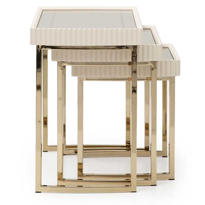 AICO Lisbon Nesting Tables in Silken Matte Cream - Visions in Furniture (La Mirada, CA)