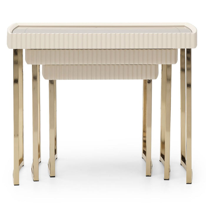 AICO Lisbon Nesting Tables in Silken Matte Cream - Visions in Furniture (La Mirada, CA)