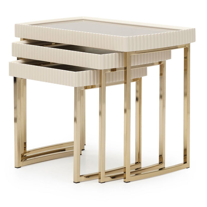 AICO Lisbon Nesting Tables in Silken Matte Cream - Visions in Furniture (La Mirada, CA)