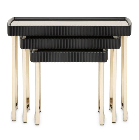 AICO Furniture Lisbon Nesting Table in Silken Matte Black - Visions in Furniture (La Mirada, CA)