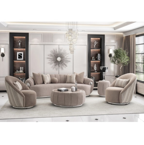 AICO Furniture Lucca Swivel Chair Silver in Silver - Visions in Furniture (La Mirada, CA)