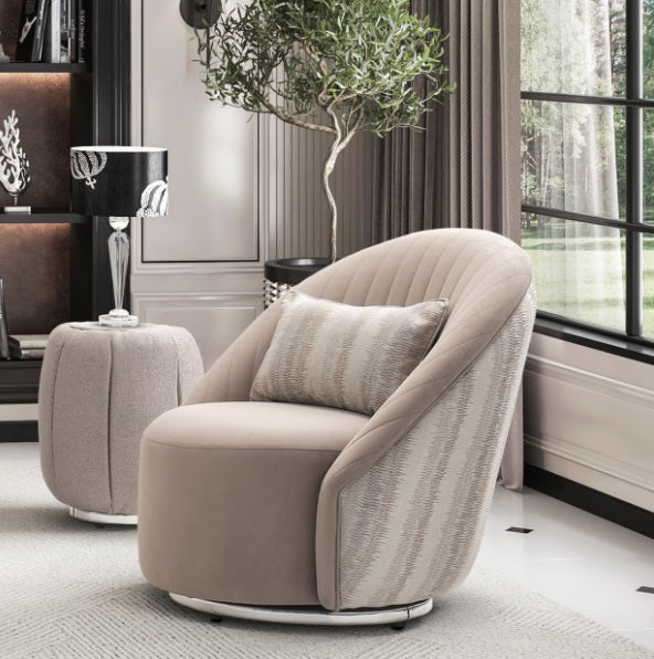 AICO Furniture Lucca Swivel Chair Silver in Silver - Visions in Furniture (La Mirada, CA)
