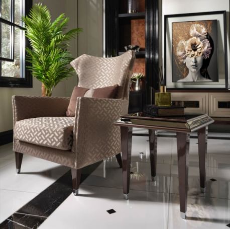 AICO Lousanne Side Table in Glossy Mocha Sand - Visions in Furniture (La Mirada, CA)