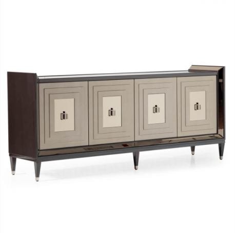 AICO Lousanne Console in Glossy Mocha Sand - Visions in Furniture (La Mirada, CA)