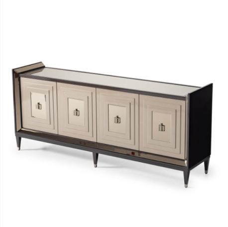 AICO Lousanne Console in Glossy Mocha Sand - Visions in Furniture (La Mirada, CA)