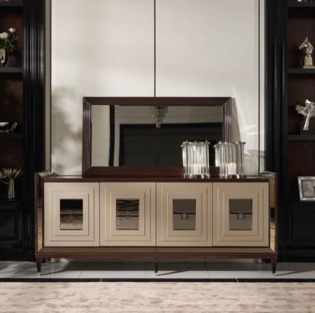 AICO Lousanne Console in Glossy Mocha Sand - Visions in Furniture (La Mirada, CA)