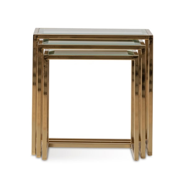 AICO Furniture Savannah Breeze 3pc Nesting Tables Set in Bright Gold - Visions in Furniture (La Mirada, CA)