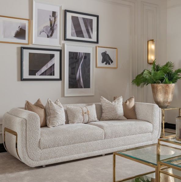 AICO Furniture Savannah Breeze Mansion Sofa Cashmere in Bright Gold - Visions in Furniture (La Mirada, CA)