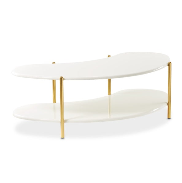 AICO Furniture Sassani Cocktail Table in Pearl White/Gold - Visions in Furniture (La Mirada, CA)