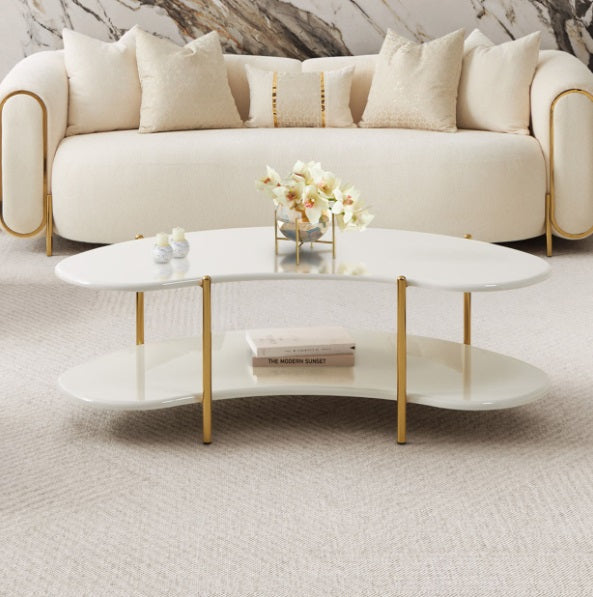 AICO Furniture Sassani Cocktail Table in Pearl White/Gold - Visions in Furniture (La Mirada, CA)