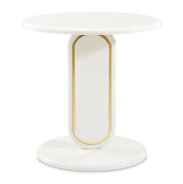 AICO Furniture Sassani End Table in Pearl White/Gold - Visions in Furniture (La Mirada, CA)