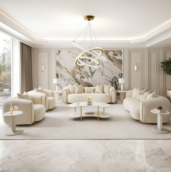 AICO Furniture Sassani End Table in Pearl White/Gold - Visions in Furniture (La Mirada, CA)