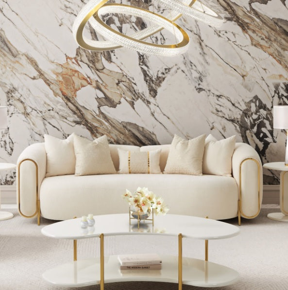 AICO Furniture Sassani Cocktail Table in Pearl White/Gold - Visions in Furniture (La Mirada, CA)