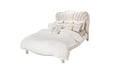 AICO London Place Queen Upholstered Panel Bed in Creamy Pearl - Visions in Furniture (La Mirada, CA)