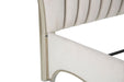 AICO London Place Queen Upholstered Panel Bed in Creamy Pearl - Visions in Furniture (La Mirada, CA)