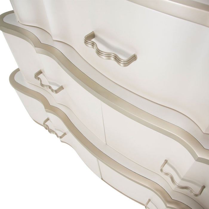 AICO London Place Tiered 6-Drawer Chest in Creamy Pearl - Visions in Furniture (La Mirada, CA)
