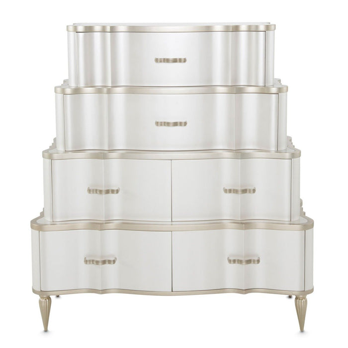 AICO London Place Tiered 6-Drawer Chest in Creamy Pearl - Visions in Furniture (La Mirada, CA)
