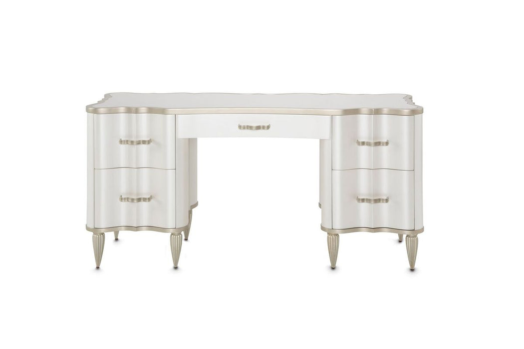 AICO London Place Vanity/Desk in Creamy Pearl - Visions in Furniture (La Mirada, CA)