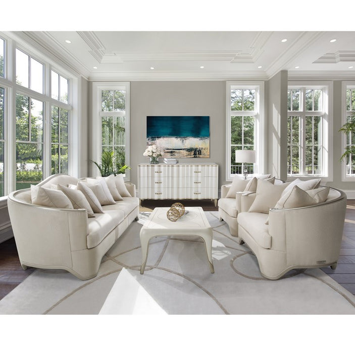 AICO London Place Chair & A Half in Light Champagne - Visions in Furniture (La Mirada, CA)