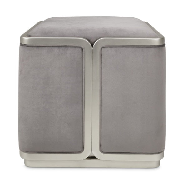 AICO Furniture Linea Ottoman in Silver Mist - Visions in Furniture (La Mirada, CA)