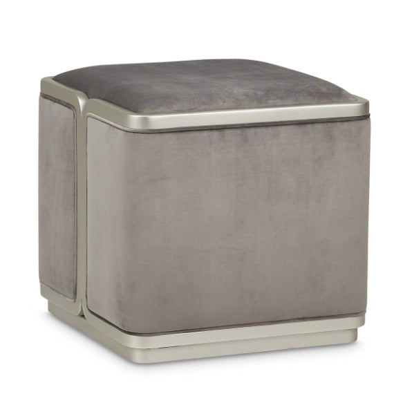 AICO Furniture Linea Ottoman in Silver Mist - Visions in Furniture (La Mirada, CA)