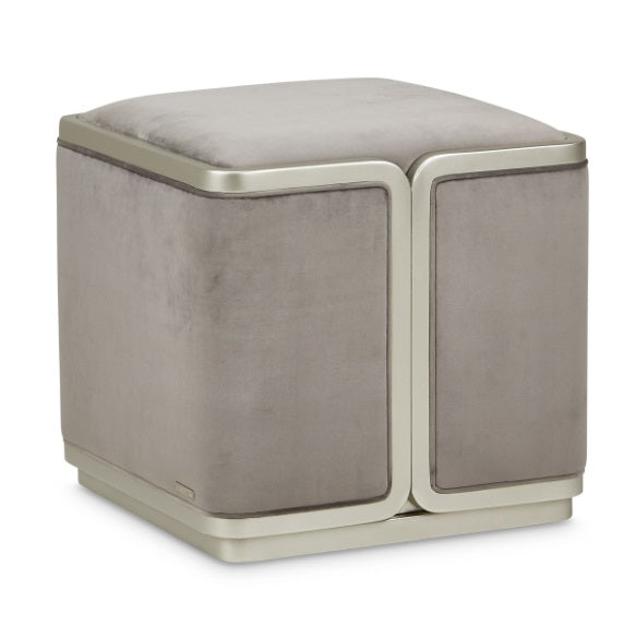 AICO Furniture Linea Ottoman in Silver Mist - Visions in Furniture (La Mirada, CA)