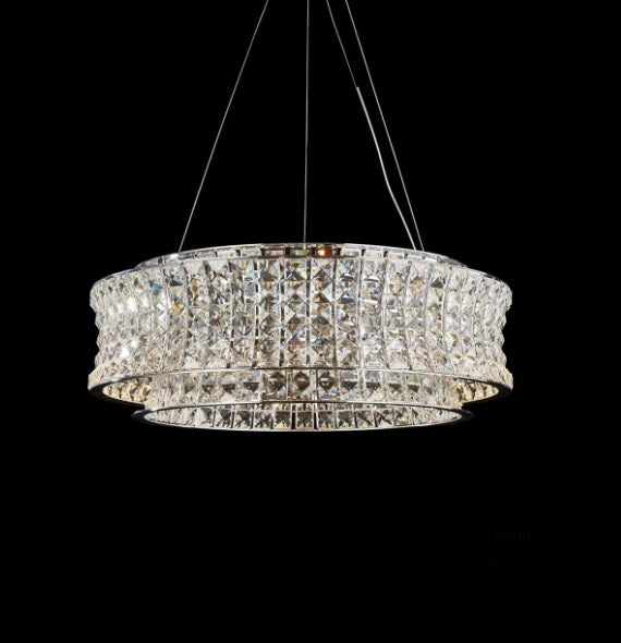 AICO Furniture Lighting Galaxy Medium Round LED Chandelier in Chrome - Visions in Furniture (La Mirada, CA)