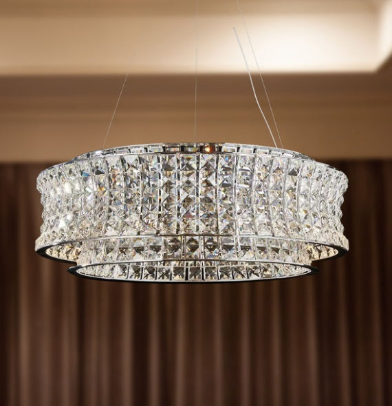 AICO Furniture Lighting Galaxy Medium Round LED Chandelier in Chrome - Visions in Furniture (La Mirada, CA)