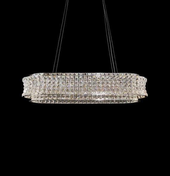 AICO Furniture Lighting Galaxy Oval LED Chandelier in Chrome - Visions in Furniture (La Mirada, CA)