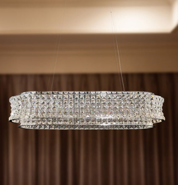 AICO Furniture Lighting Galaxy Oval LED Chandelier in Chrome - Visions in Furniture (La Mirada, CA)