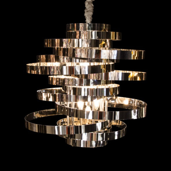 AICO Furniture Lighting Hemispheres 8 Light Chandelier in Silver - Visions in Furniture (La Mirada, CA)