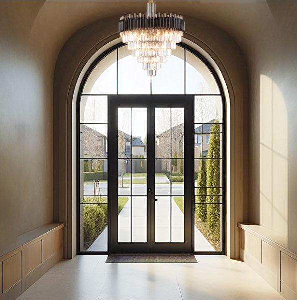 AICO Furniture Lighting Symphony Round 24 Light Chandelier in Clear - Visions in Furniture (La Mirada, CA)
