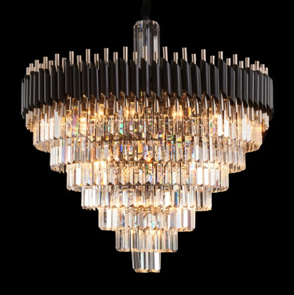 AICO Furniture Lighting Symphony Round 37 Light Chandelier in Clear - Visions in Furniture (La Mirada, CA)