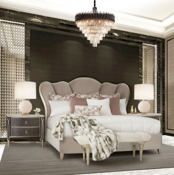 AICO Furniture Lighting Symphony Round 37 Light Chandelier in Clear - Visions in Furniture (La Mirada, CA)