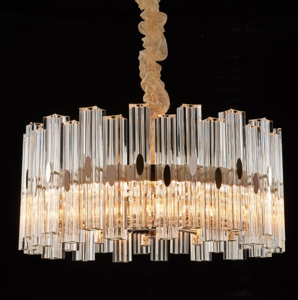 AICO Furniture Lighting Balcony Round 10 Light Chandelier in Clear - Visions in Furniture (La Mirada, CA)