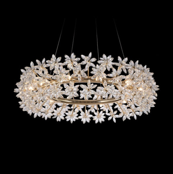 AICO Furniture Lighting Bouquet 12 Light Oblong Chandelier in Gold - Visions in Furniture (La Mirada, CA)