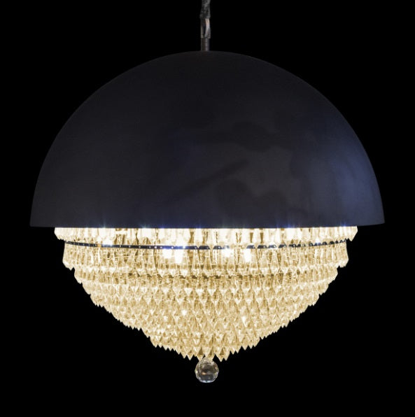 AICO Furniture Lighting Eclipse LED Light Chandelier with Black Dome in Clear - Visions in Furniture (La Mirada, CA)