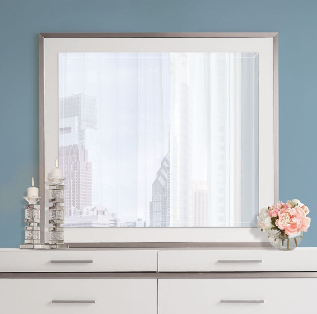 AICO Marquee Wall Mirror in Cloud White - Visions in Furniture (La Mirada, CA)