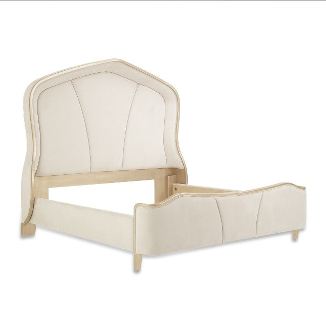 AICO Malibu Crest Queen Curved Panel Bed in Chardonnay - Visions in Furniture (La Mirada, CA)