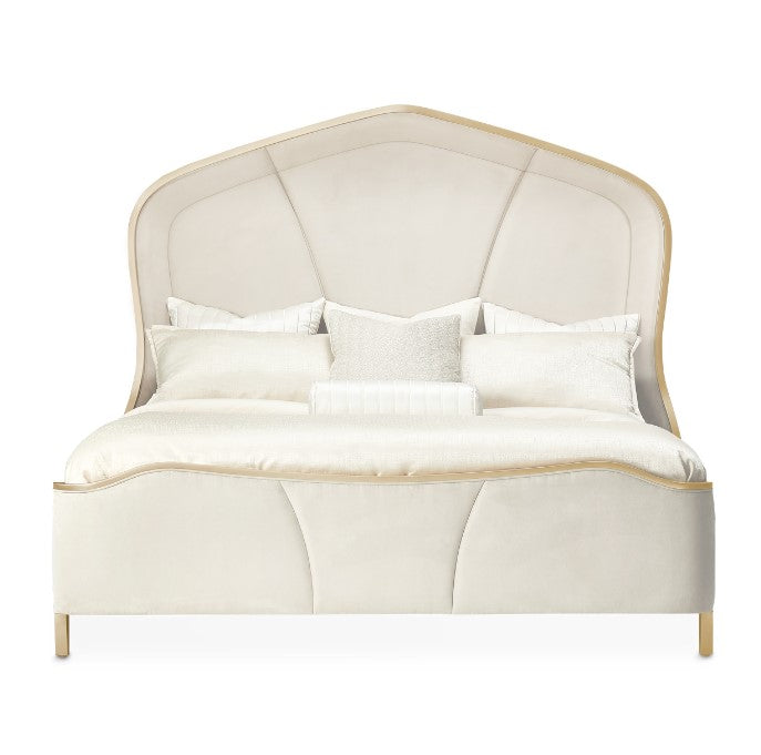 AICO Malibu Crest Queen Curved Panel Bed in Chardonnay - Visions in Furniture (La Mirada, CA)