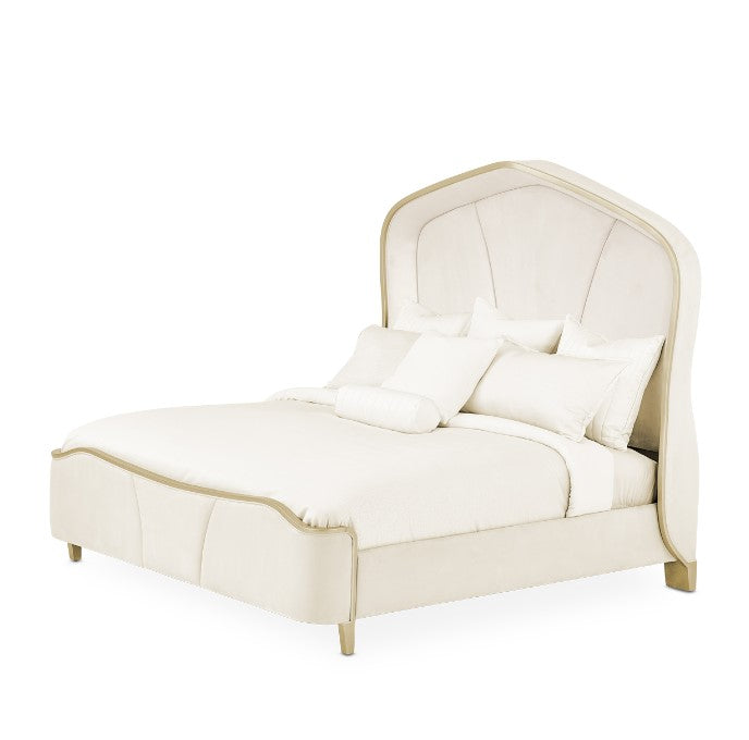 AICO Malibu Crest Queen Curved Panel Bed in Chardonnay - Visions in Furniture (La Mirada, CA)