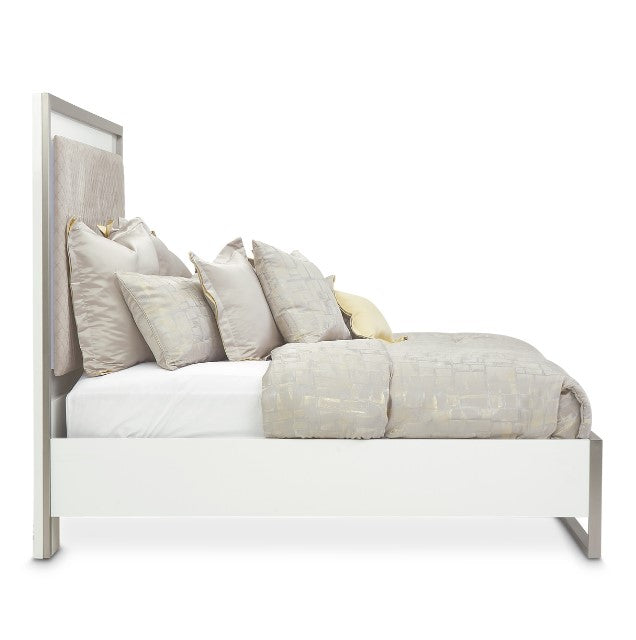AICO Marquee Queen Panel Bed in Cloud White KI-MRQEQN-108 - Visions in Furniture (La Mirada, CA)