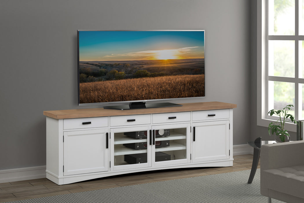 Parker House Americana Modern - Cotton 92 In. TV Console with Hutch and LED Lights