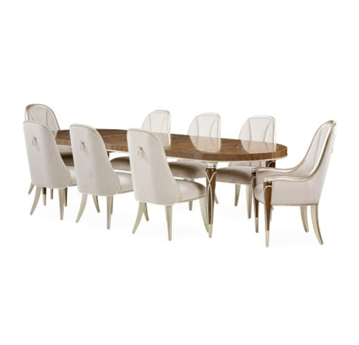 AICO Villa Cherie 4 Leg Oval Dining Table in Hazelnut - Visions in Furniture (La Mirada, CA)