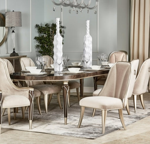 AICO Villa Cherie 4 Leg Oval Dining Table in Hazelnut - Visions in Furniture (La Mirada, CA)