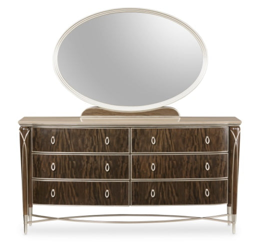 AICO Villa Cherie Dresser Mirror in Hazelnut - Visions in Furniture (La Mirada, CA)