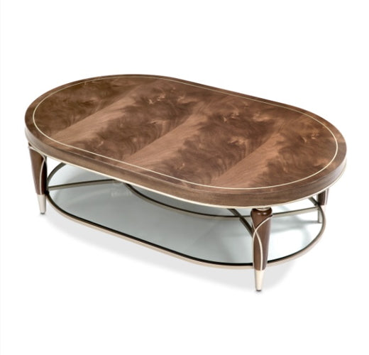 AICO Villa Cherie Oval Cocktail Table in Hazelnut - Visions in Furniture (La Mirada, CA)