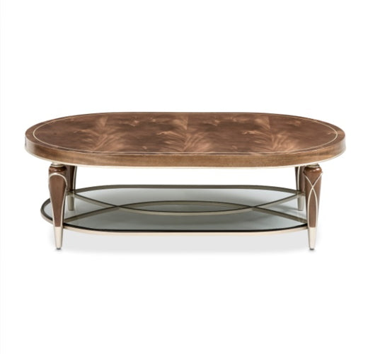 AICO Villa Cherie Oval Cocktail Table in Hazelnut - Visions in Furniture (La Mirada, CA)