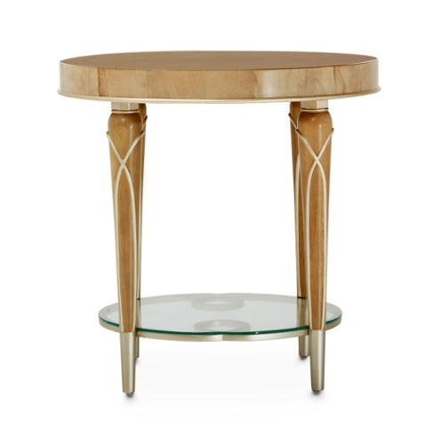 AICO Villa Cherie End Table in Caramel - Visions in Furniture (La Mirada, CA)